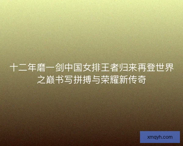 十二年磨一剑中国女排王者归来再登世界之巅书写拼搏与荣耀新传奇