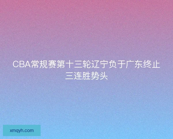 CBA常规赛第十三轮辽宁负于广东终止三连胜势头